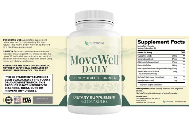 MoveWell Daily Supplement Facts