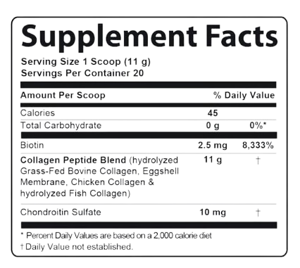 Advanced Collagen Plus supplement facts