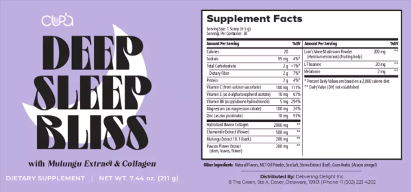 DeepSleep Bliss supplement facts